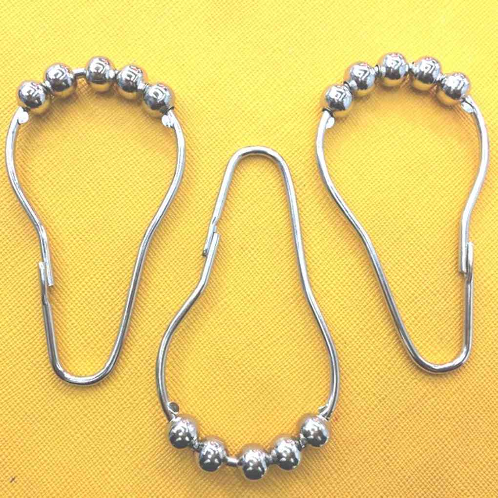Shower Curtain Ring Poles Rustproof Shower Curtain Hooks Glide Metal Rings For Bathroom Shower Rods Curtains