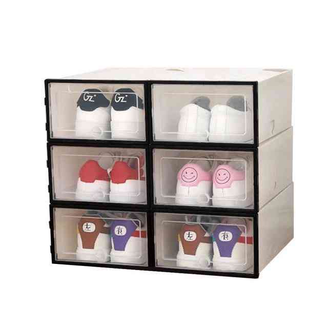 Flip Shoes Box, Thickened Transparent Drawer Case Plastic Shoe Boxes, Stackable Box Shoe Organizer Rack