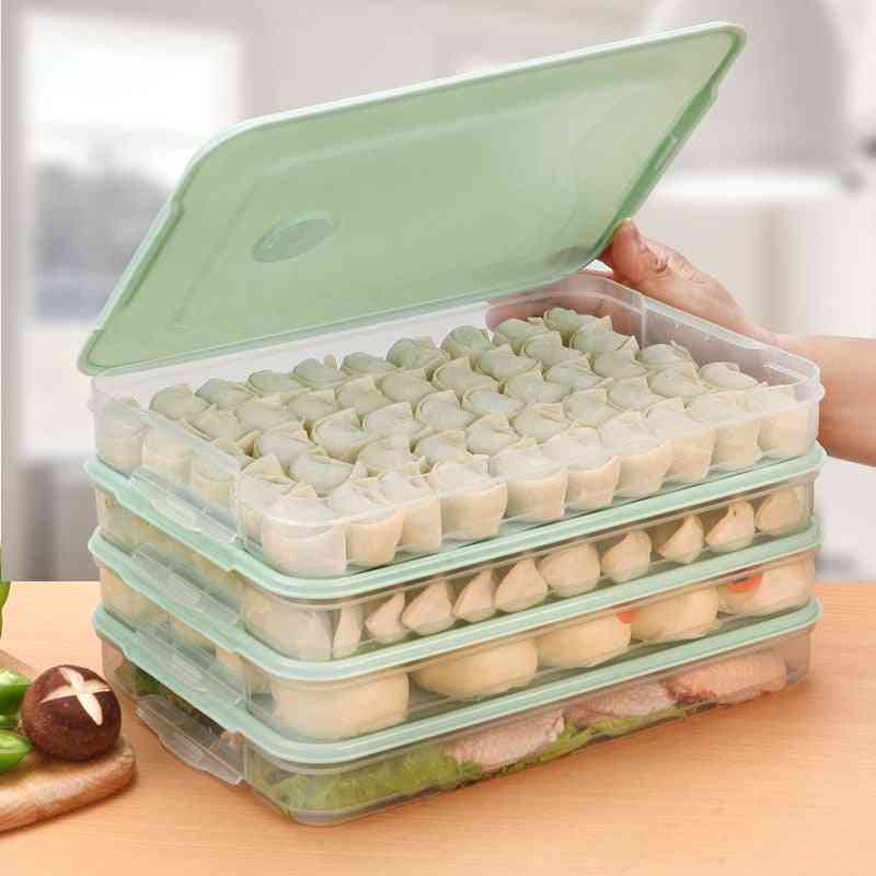 Refrigerator Food Storage Box Kitchen Organizer Fresh Box Dumplings Vegetable Egg Holder Stackable Microwave