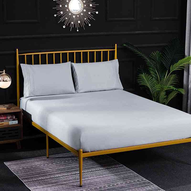 Solid Color Flat Bed Sheet, Bed Mattress Protective Cover - Soft Sanding Bed Linen Stretch