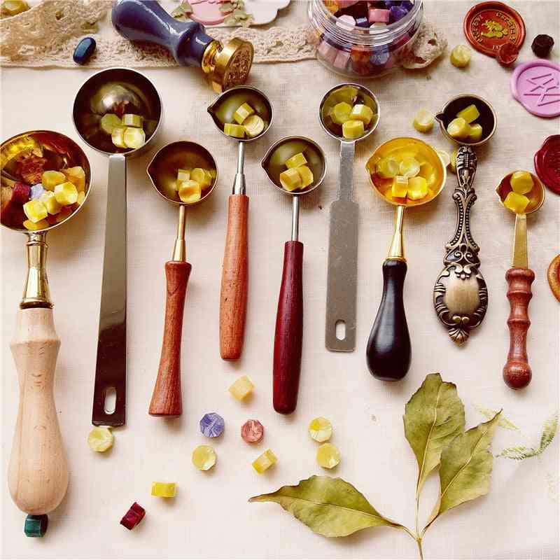Special Wax Sealing Melting Spoon -with Retro Wooden Handle