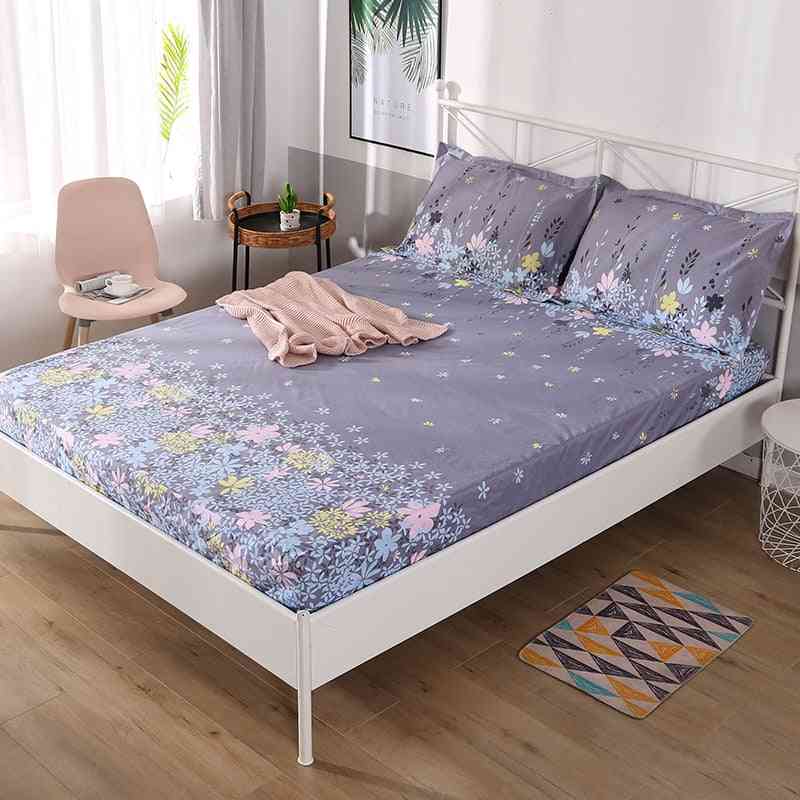 Soft Breathable Waterproof Bed Sheet With Elastic Band, Fashion Printing Anti Dirty Fitted