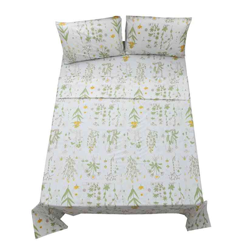 Drap de lit avec taie d'oreiller, linge de lit imprimé fleur géométrique twin queen king size, flat fit