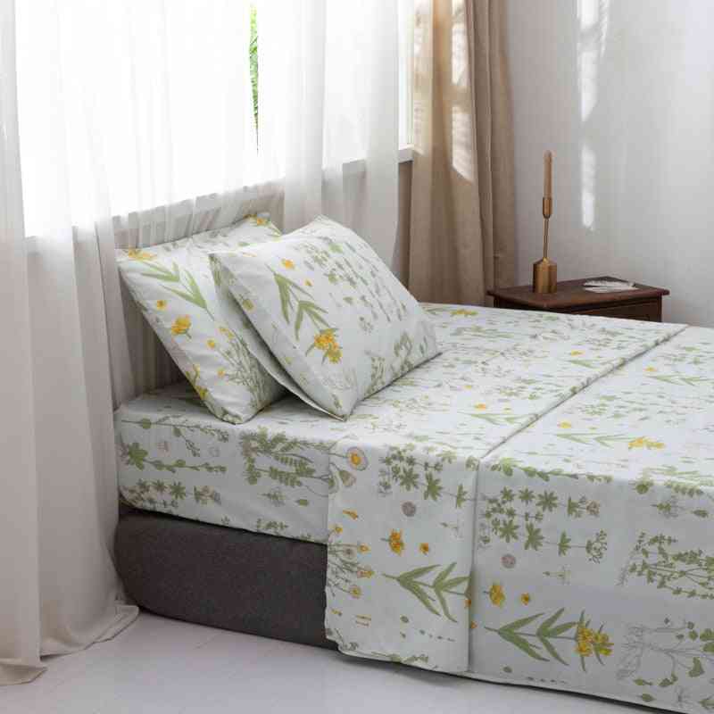 Drap de lit avec taie d'oreiller, linge de lit imprimé fleur géométrique twin queen king size, flat fit