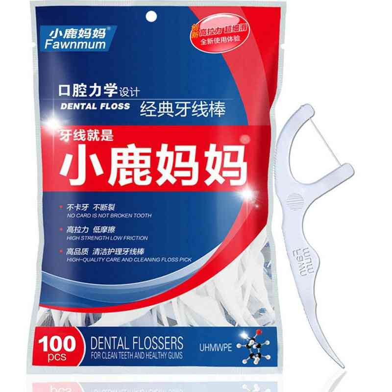 100 Stück Mundhygiene Interdentalbürsten für Erwachsene - Zahnseidenstifte weiße Zahnstocher entfernen Lebensmittelrückstände -