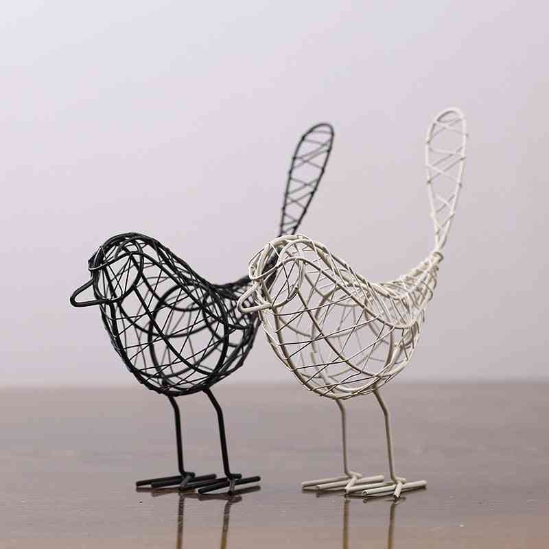 Kreatívne železné abstraktné miniatúry vtákov - figúrka vinobraného zvieraťa