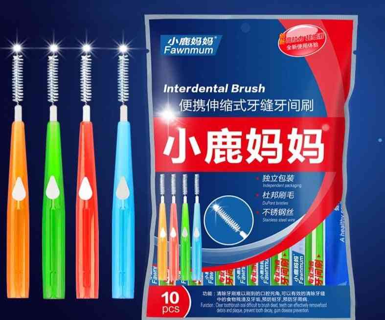 Spazzolino interdentale per adulti pulire tra i denti filo interdentale pick push pull stuzzicadenti pulizia spazzolini dentali - verde 1,0 mm