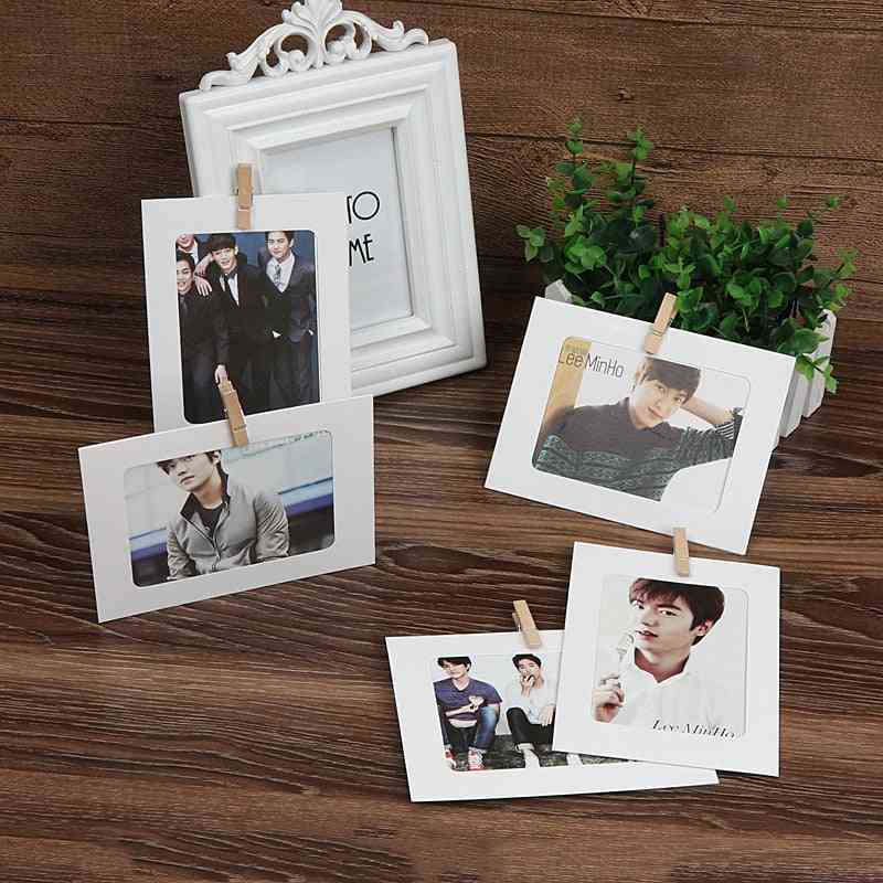 Paper Frame With Clips And 2m Rope - 6 Inch Wall Photo Frame Diy Hanging Picture Album Home Decoration