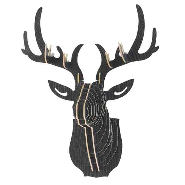 3d Wooden Animal Deer Head Art Model Wall Hanging Decoration Storage Holders - Racks Craft Home Decor