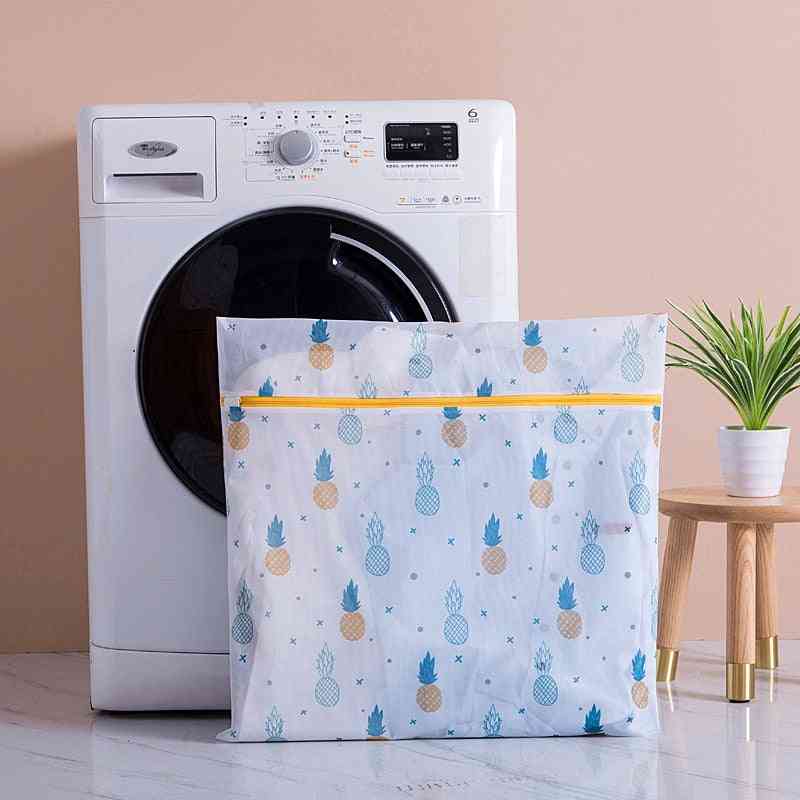 Impresión de piña bolsa de lavandería de malla con cremallera bolsa de red de lavado de poliéster para ropa interior calcetín lavadora bolsa ropa sujetador bolsas