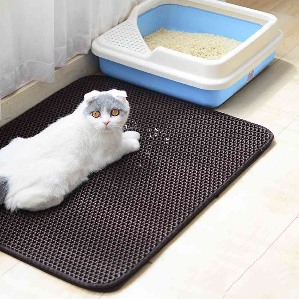Cat Litter Mat Double Layer, Pet Cat Litter Trapper Mats With Waterproof Bottom Non Slip Pet Cat Mat Layer
