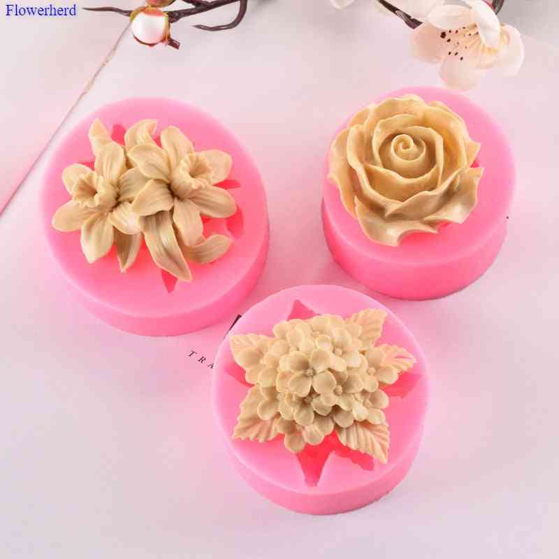 Lilac Rose Lily Fondant Silicone Mould Gypsum Cake Decorating Diy Chocolate Baking Tools 3d Silicone Mold Handmade Soap Mold|soap Molds