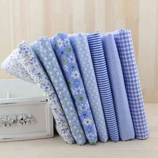 Plain, Thin, Patchwork Cotton Fabric Floral Series, Blue Charm Quarters Bundle For Sewing