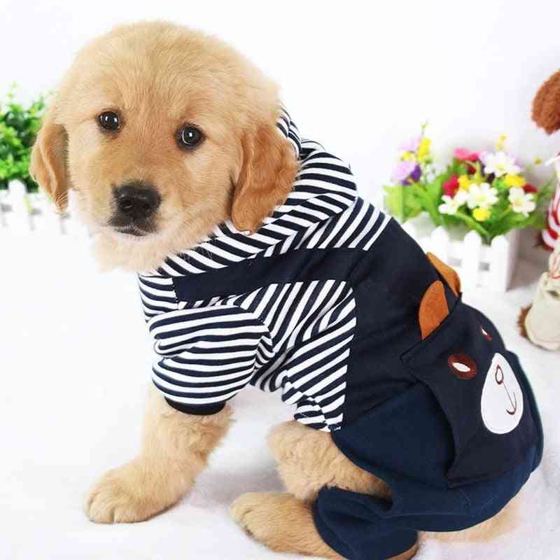 Modna črtasta oblačila za hišne pse za pse plašč s kapuco pulover zimska oblačila risanka hišni ljubljenčki oblačila