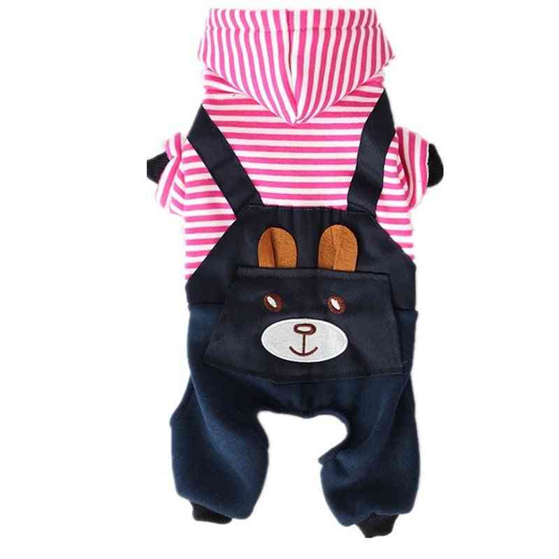 Módní pruhované oblečení pro psy pro psy kabát s kapucí mikina zimní oblečení kreslený domácí oblečení