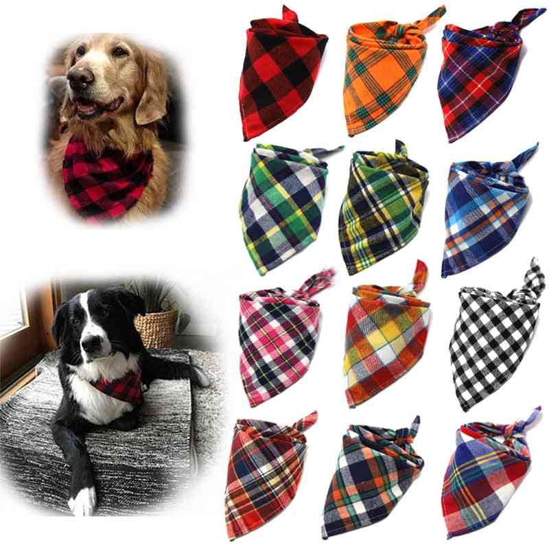 Hundbandaner stor husdjur scarf husdyrbandana för hund bomullspläd tvättbar rosettband krage katt hund halsduk stor hundtillbehör