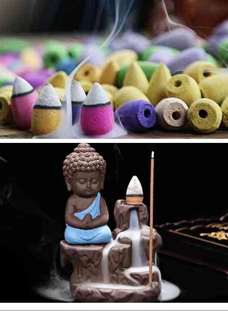 The Little Monk Small Buddha Censer Backflow Incense Burner With Incense Cones Set