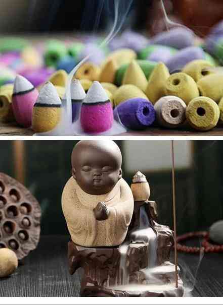 The Little Monk Small Buddha Censer Backflow Incense Burner With Incense Cones Set