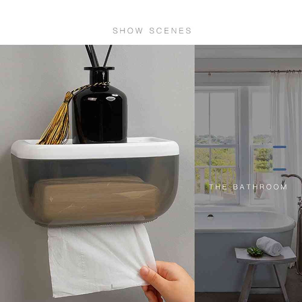 Wall Mounted, Adhesive Tissue Dispenser Box For Bathroom