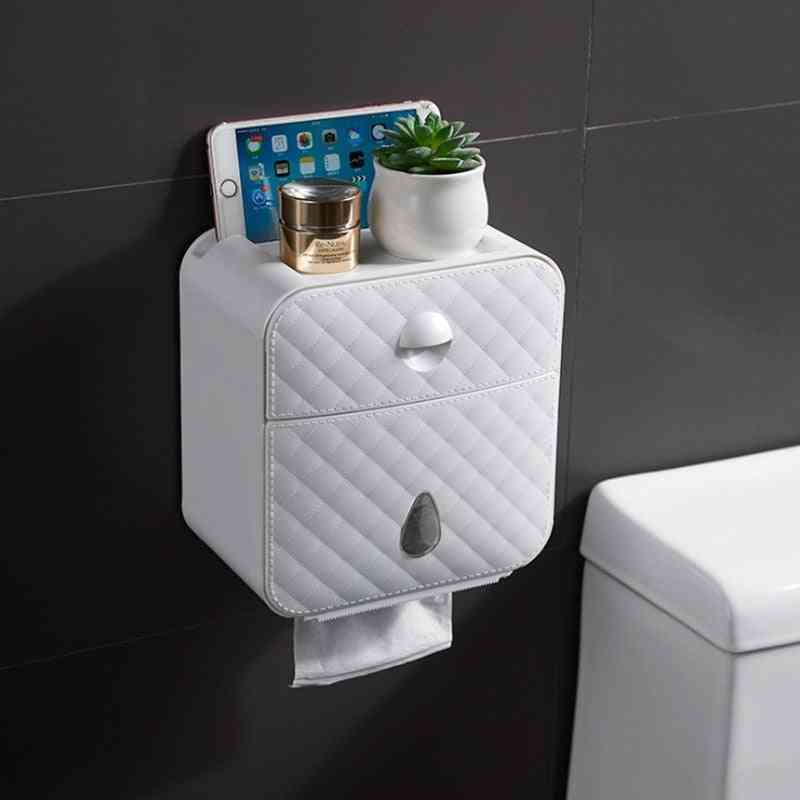 Multifunctional Toilet Paper Waterproof Wall Mounted Toilet Paper Box, Toilet Paper Holder Toilet Paper Storage Box