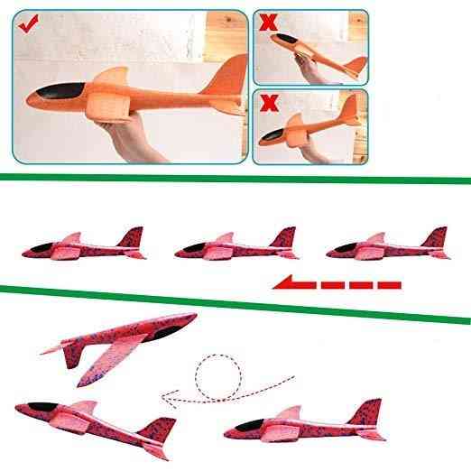 Piankowe samoloty do rzucania ręcznie zabawki, 36cm, 48cm tryb lotu szybowiec model bezwładności samoloty, samoloty dla dzieci - 1szt fioletowy 48cm / Chiny