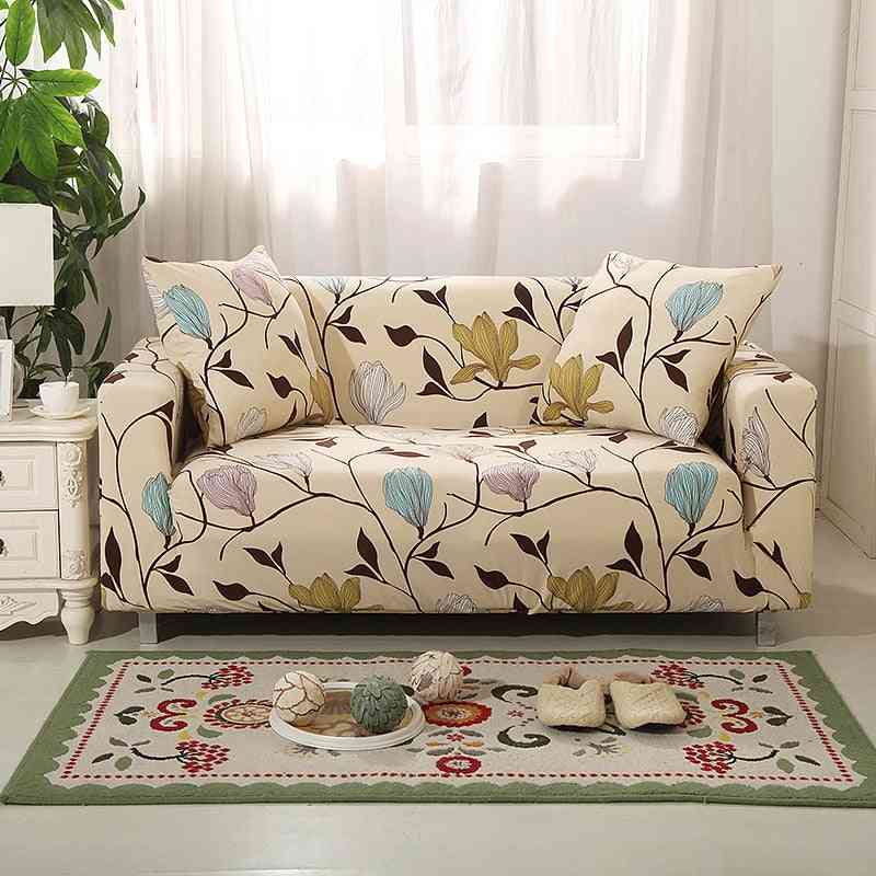 Nodal Floral Print, Stretchable, Anti Dust And Slip-resistant Sofa-pilow Cover Set