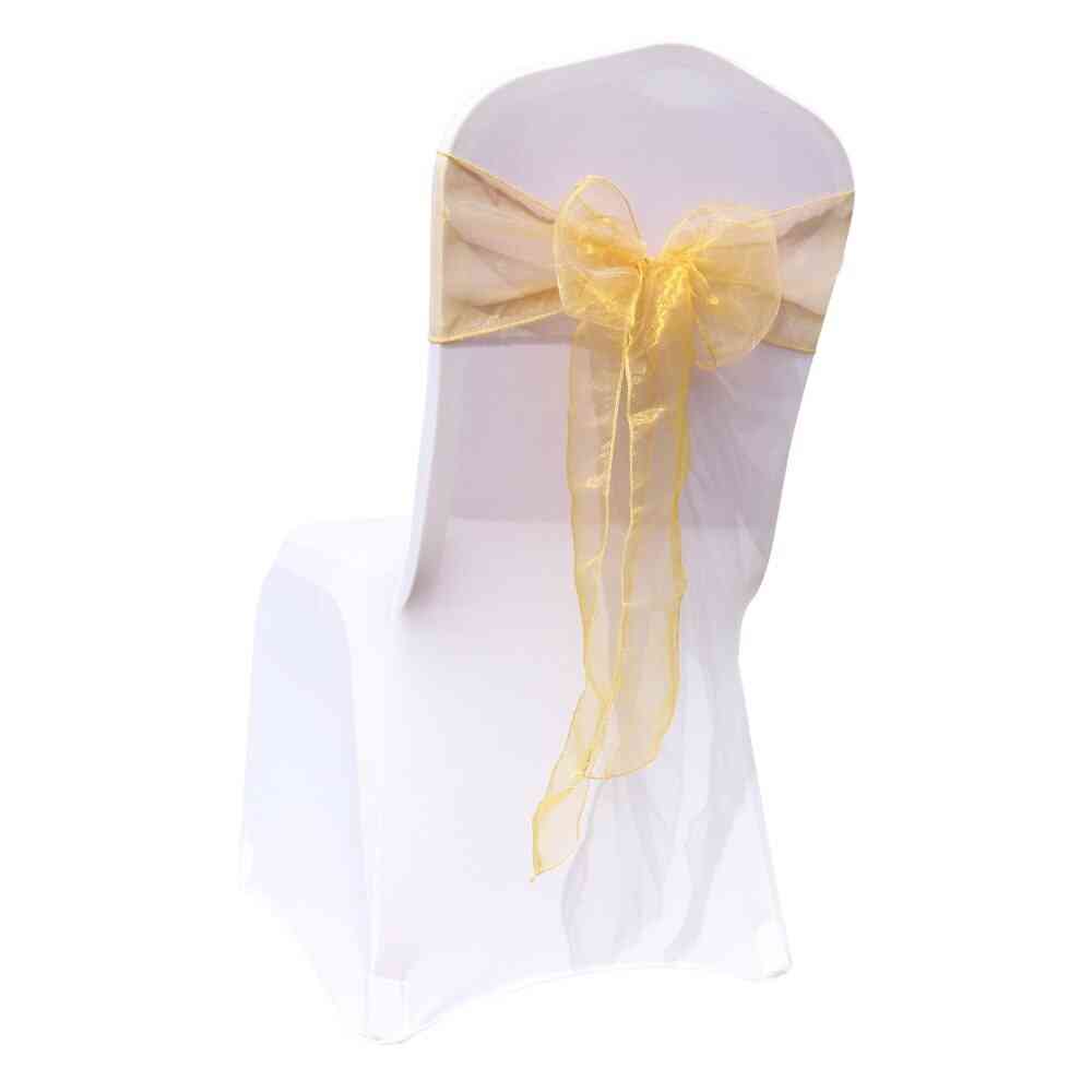 1pc Organza Chair, Sashes, Knot For Weddings Banquet Decoration