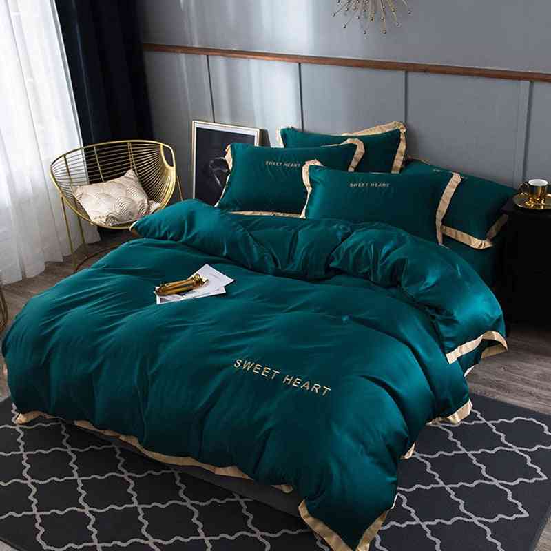 Modernes luxuriöses einfarbiges flaches Bettlaken kurzes Bettbezug-Set