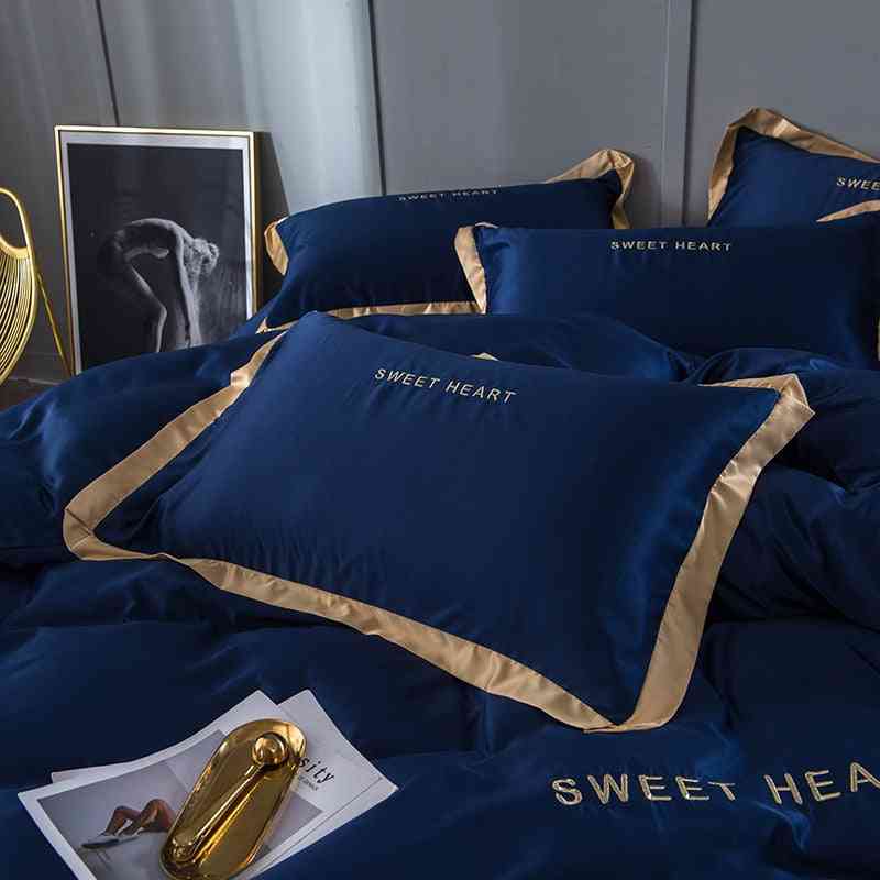 Modernes luxuriöses einfarbiges flaches Bettlaken kurzes Bettbezug-Set