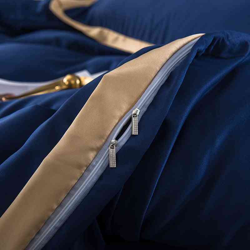 Moderne luksus ensfarvet fladt sengetøj kort dynebetræk sæt