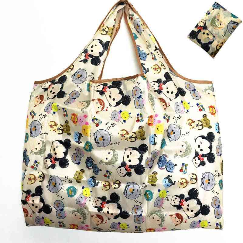 Disney Cartoon Falttasche zum Einkaufen - hohe Kapazität grüne Handtasche Schulter