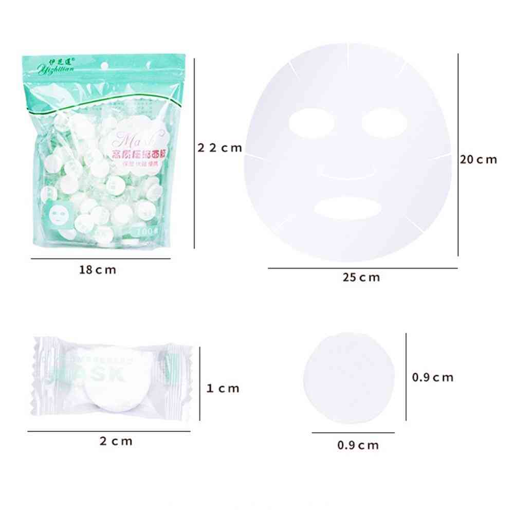 100 stk / pask komprimert ansiktsmaske papir - engangs ansiktsmasker papir, naturlig hudpleie pakket masker DIY kvinner sminke skjønnhetsverktøy -