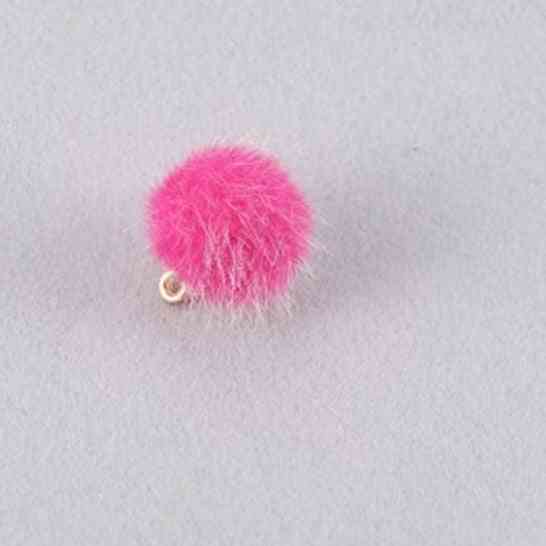 Fashion Colorful Mink Hair Round Plush Pompom Ball With Hanging Cap For Diy Craft