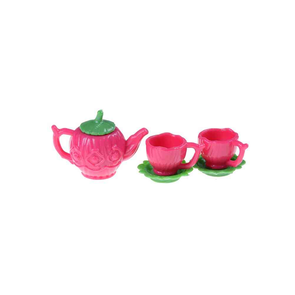 Teapot Coffee Cups , Saucer Tray Plate , Tea Set Pot - Kitchen Decor Dollhouse Miniature Christmas
