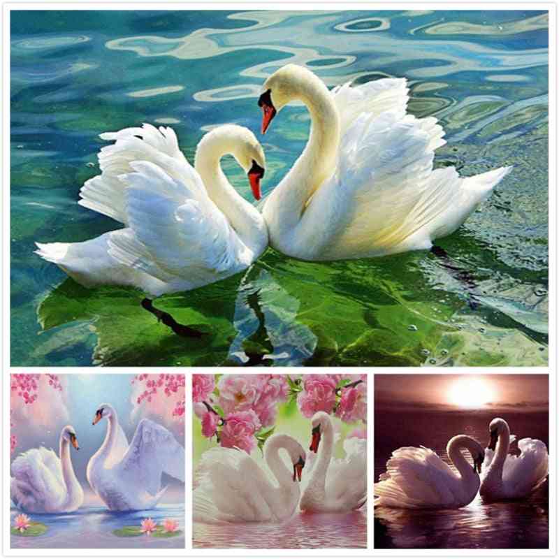 Embroidery Swan Pictures Of Rhinestones Mosaic Diamond Painting - Full Square Drill Wall Decor
