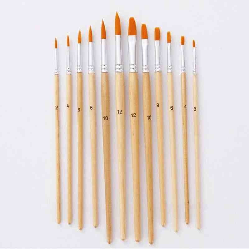 Different Size Log Color Nylon Hair Oil Painting Brushes Set