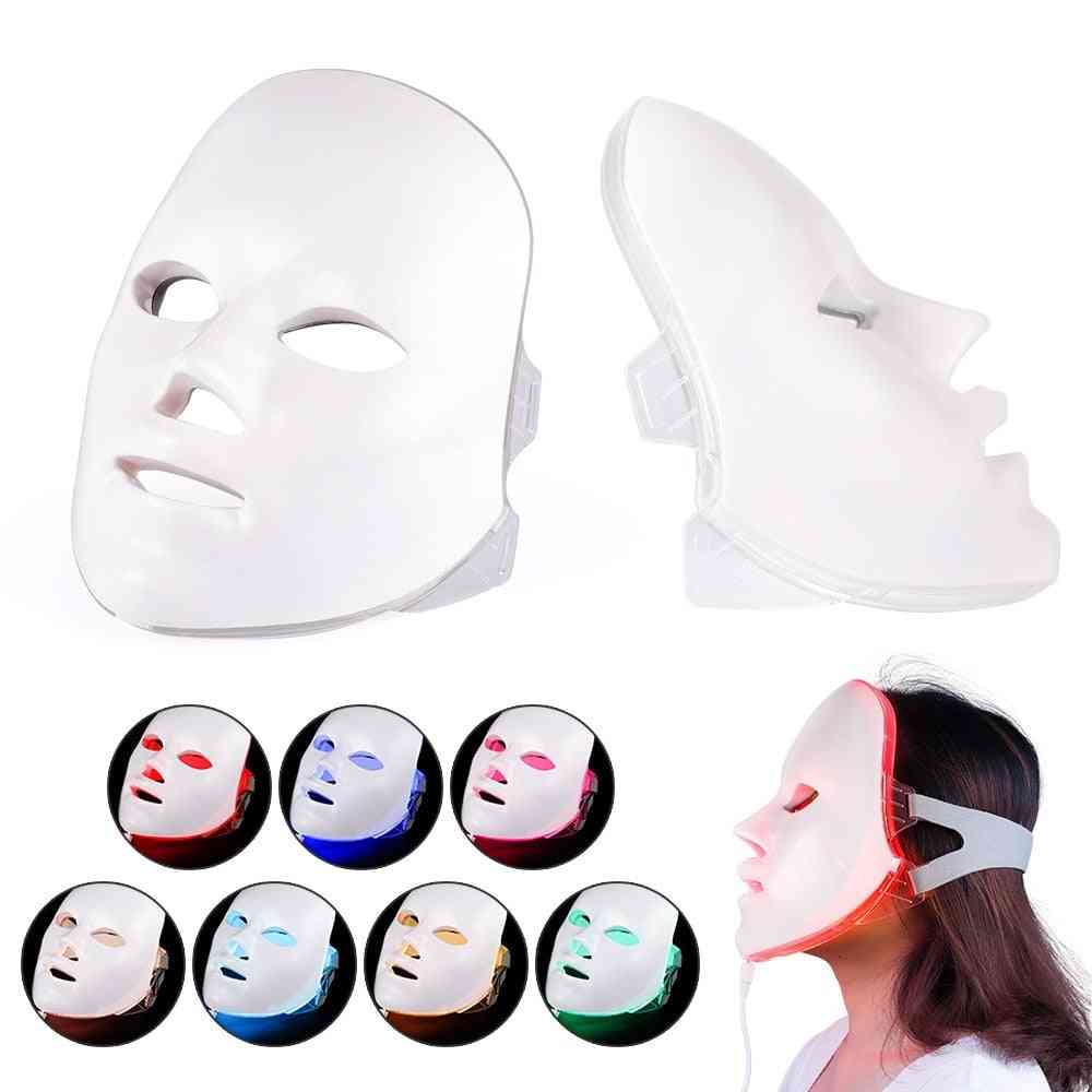Led gezichtsmasker, verjonging foton licht 7 kleuren maskertherapie voor rimpel, acne, draai huid tool - uk plug nobox