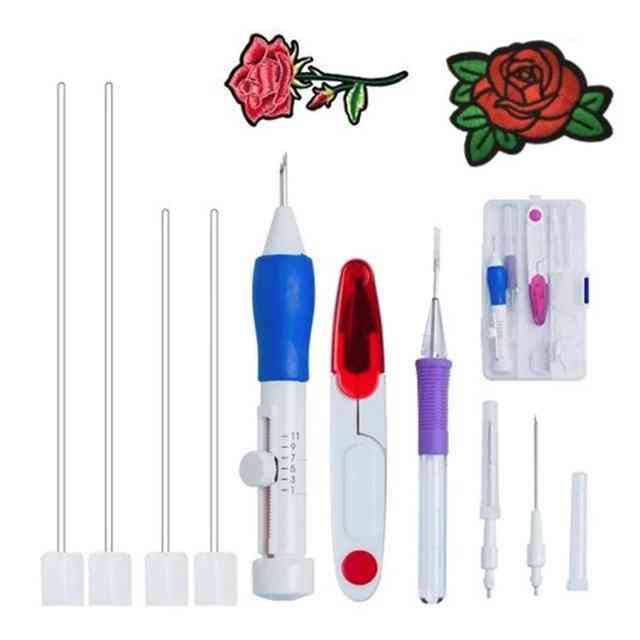 Diy Magic Embroidery Stitching Punch Needle Tool, With Case Set