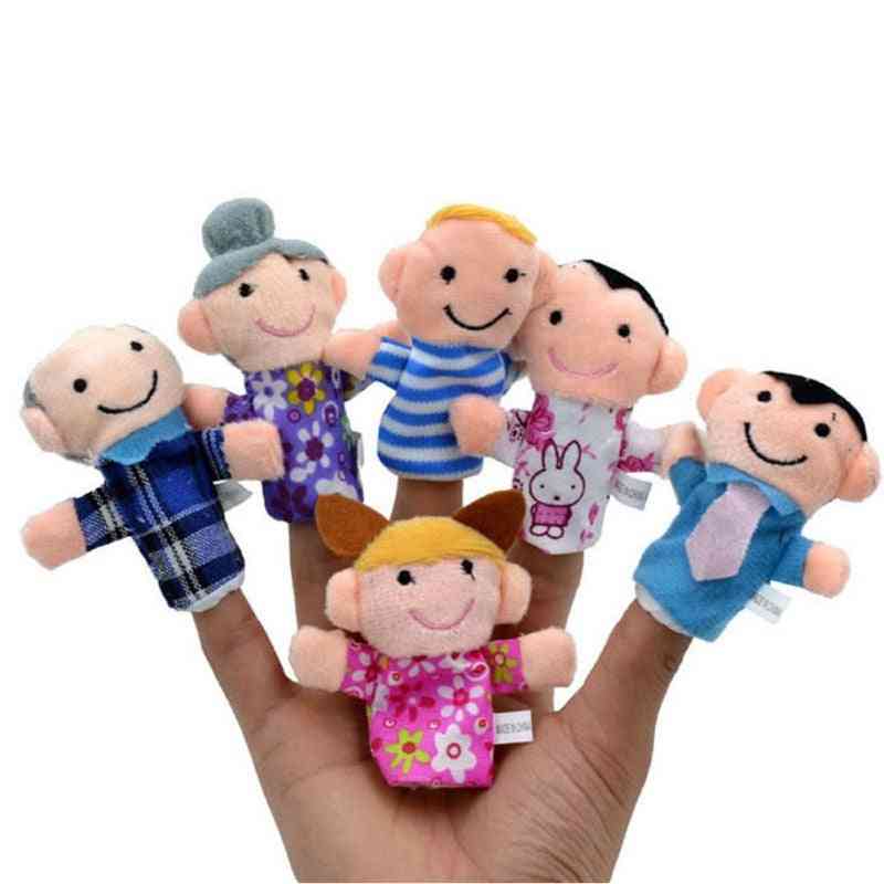 6 Pcs/lot Finger Family Puppets Set - Mini Plush Baby Toy , Finger Puppets To Learn Story