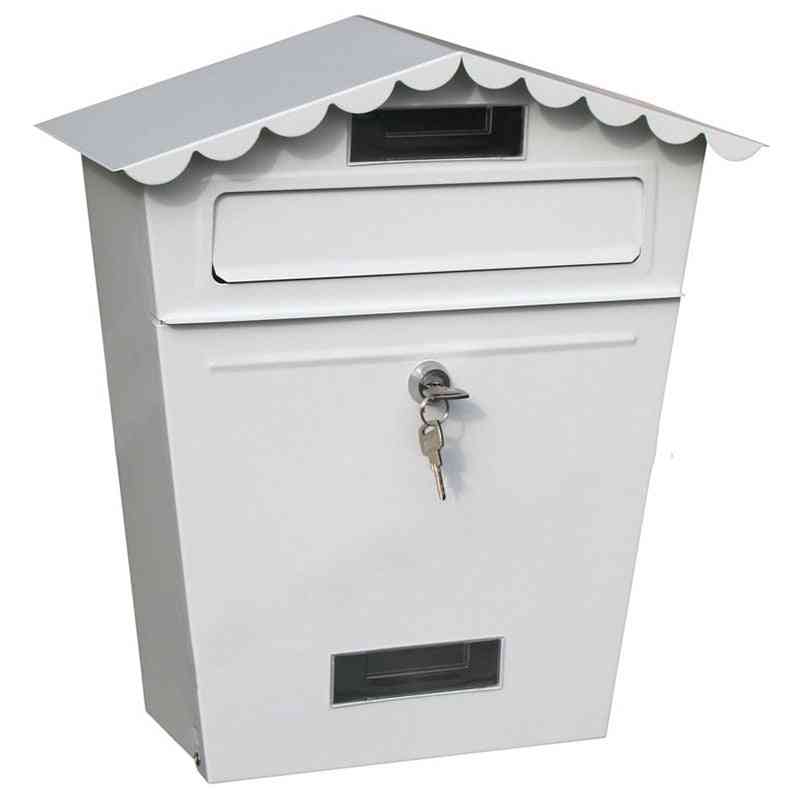 Lockable Secure Mail Letter Vintage Stainless Steel Metal Mailbox