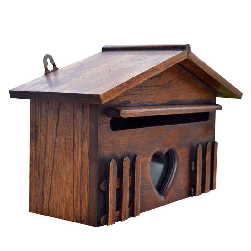 Creative Wooden Mailbox - Outdoor Post Box Rainproof Wall Mounted Letter Box