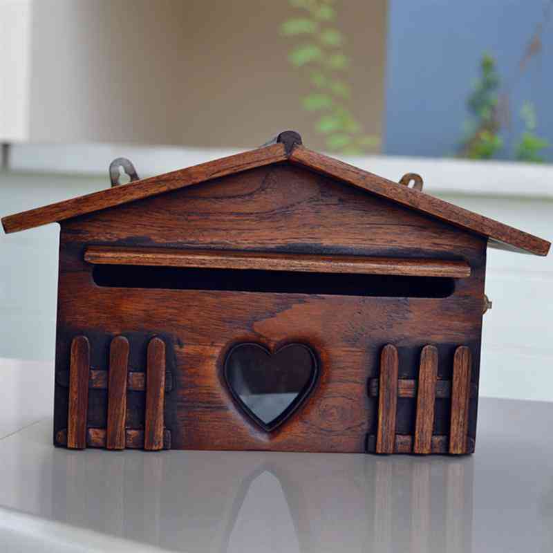 Creative Wooden Mailbox - Outdoor Post Box Rainproof Wall Mounted Letter Box