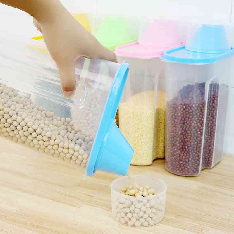 Pp Plastic Clear Container Set With Pour Lids - Kitchen Storage Bottles Jars, Dried Grains Tank