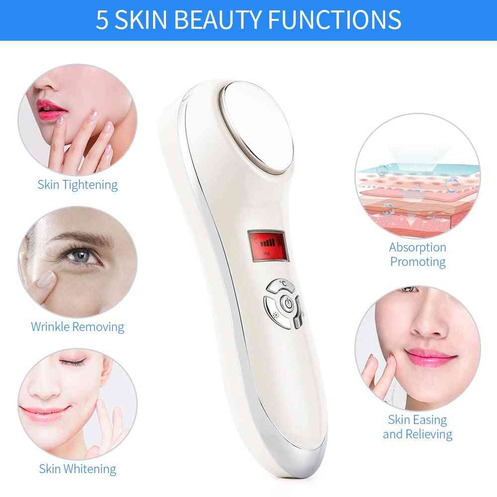 5 In 1 Led Hot Cold Hammer - Facial Vibration Massager, Wrinkle Acne Removal, Facial Skin Care Device
