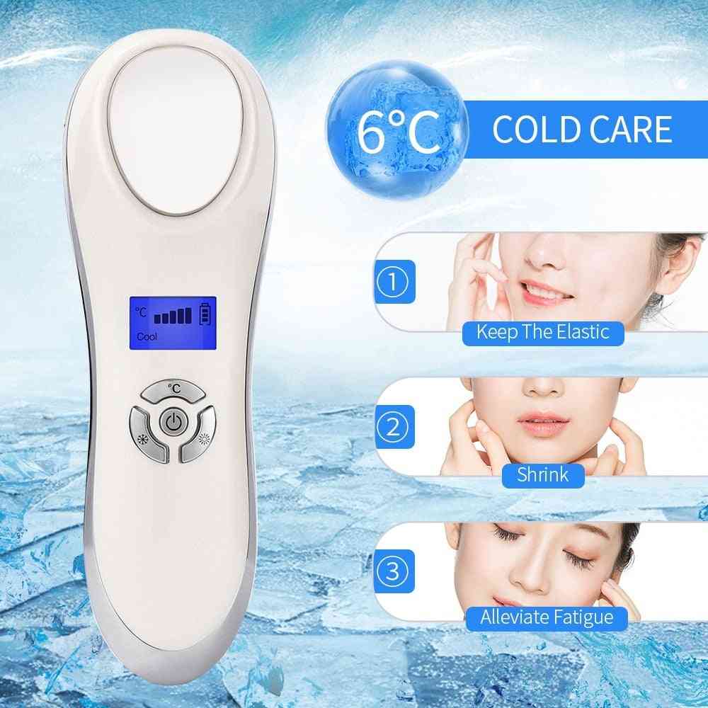 Marteau froid chaud à LED 5 en 1 - Masseur de vibrations faciales, élimination de l'acné des rides, dispositif de soins de la peau du visage