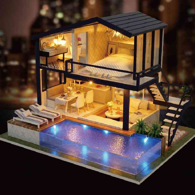 Wooden Furniture Diy Doll House - Miniature Box , Puzzle Assemble, 3d Miniaturas Doll House Kits Toy