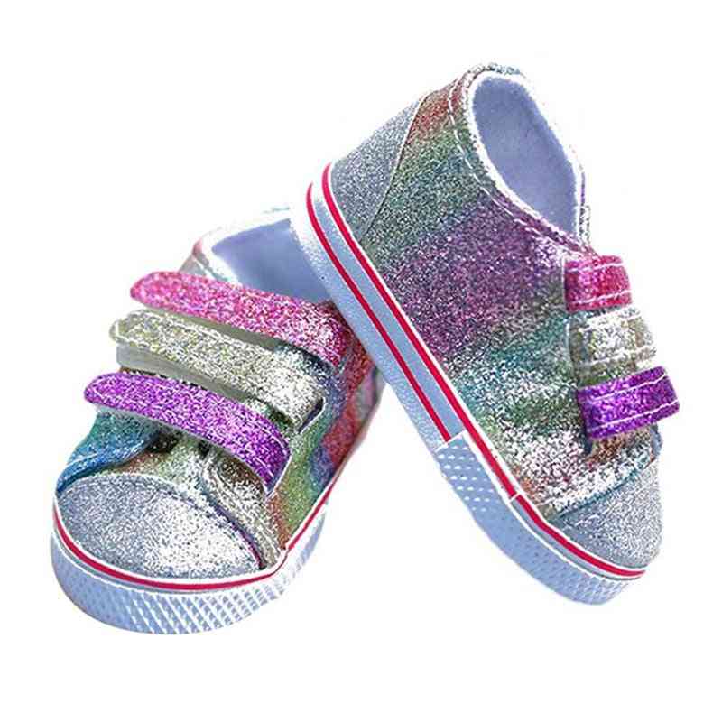 White Tube Canvas Shoes For 18 Inch American & 43 Cm Baby Born Doll