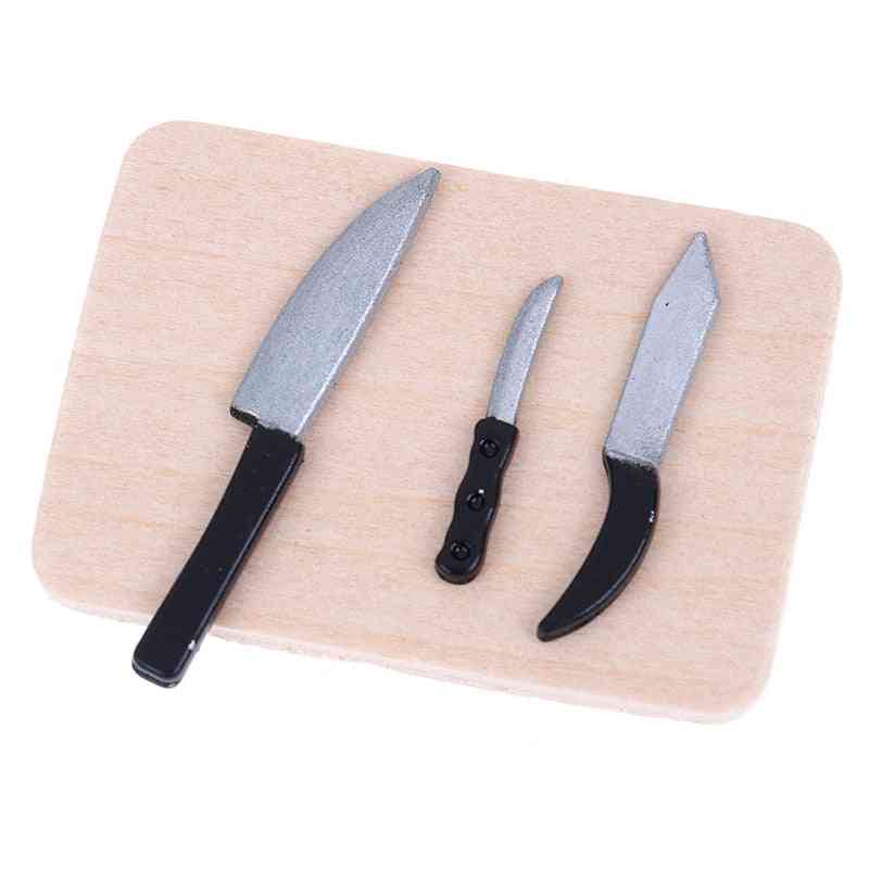 Microwave Food Bread Cooking Board, Knife Chopping Block Scale Miniature For Doll House