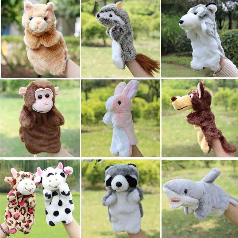 Animal Hand Puppet Marioneta Dolls Plush Elephant, Panda, Cat, Hand Doll Learning Baby