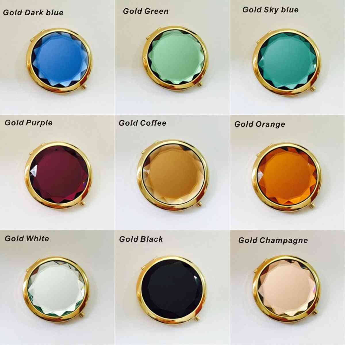 1pc Luxury Crystal ,portable .round , Folded Makeup Mirror - Compact Mirror Gold / Silver Making Up For Personalized